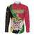 Saint Kitts and Nevis Christmas Family Matching Off Shoulder Short Dress and Hawaiian Shirt with Red Green Black Xmas Monkey Gift and Coat of Arms - Wonder Print Shop