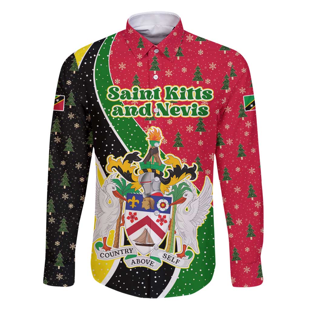 Saint Kitts and Nevis Christmas Family Matching Puletasi and Hawaiian Shirt with Red Green Black Xmas Monkey Gift and Coat of Arms - Wonder Print Shop