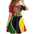 Saint Kitts and Nevis Christmas Family Matching Summer Maxi Dress and Hawaiian Shirt with Red Green Black Xmas Monkey Gift and Coat of Arms - Wonder Print Shop