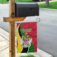 Saint Kitts and Nevis Christmas Garden Flag with Red Green Black Xmas Monkey Gift and Coat of Arms - Wonder Print Shop