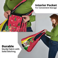 Saint Kitts and Nevis Christmas Grocery Bag with Red Green Black Xmas Monkey Gift and Coat of Arms - Wonder Print Shop