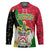 Saint Kitts and Nevis Christmas Hockey Jersey with Red Green Black Xmas Monkey Gift and Coat of Arms - Wonder Print Shop