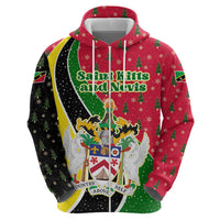 Saint Kitts and Nevis Christmas Hoodie with Red Green Black Xmas Monkey Gift and Coat of Arms - Wonder Print Shop