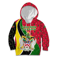 Saint Kitts and Nevis Christmas Kid Hoodie with Red Green Black Xmas Monkey Gift and Coat of Arms - Wonder Print Shop