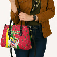 Saint Kitts and Nevis Christmas Leather Bag with Red Green Black Xmas Monkey Gift and Coat of Arms - Wonder Print Shop