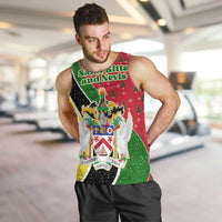 Saint Kitts and Nevis Christmas Men Tank Top with Red Green Black Xmas Monkey Gift and Coat of Arms - Wonder Print Shop