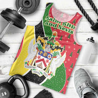 Saint Kitts and Nevis Christmas Men Tank Top with Red Green Black Xmas Monkey Gift and Coat of Arms - Wonder Print Shop