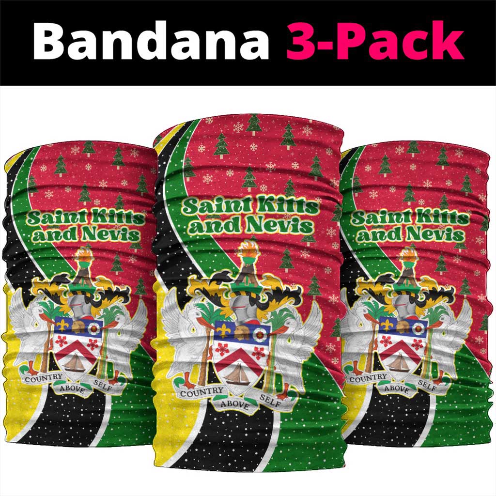 Saint Kitts and Nevis Christmas Neck Gaiter with Red Green Black Xmas Monkey Gift and Coat of Arms - Wonder Print Shop