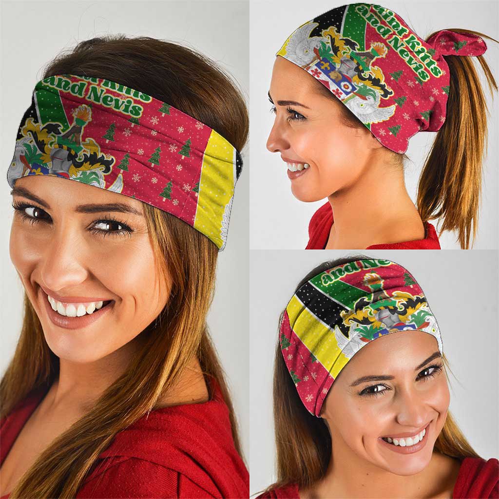 Saint Kitts and Nevis Christmas Neck Gaiter with Red Green Black Xmas Monkey Gift and Coat of Arms - Wonder Print Shop