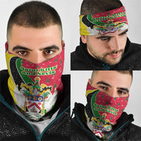 Saint Kitts and Nevis Christmas Neck Gaiter with Red Green Black Xmas Monkey Gift and Coat of Arms - Wonder Print Shop