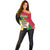 Saint Kitts and Nevis Christmas Off Shoulder Sweater with Red Green Black Xmas Monkey Gift and Coat of Arms - Wonder Print Shop