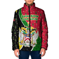 Saint Kitts and Nevis Christmas Padded Jacket with Red Green Black Xmas Monkey Gift and Coat of Arms - Wonder Print Shop