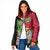 Saint Kitts and Nevis Christmas Padded Jacket with Red Green Black Xmas Monkey Gift and Coat of Arms - Wonder Print Shop