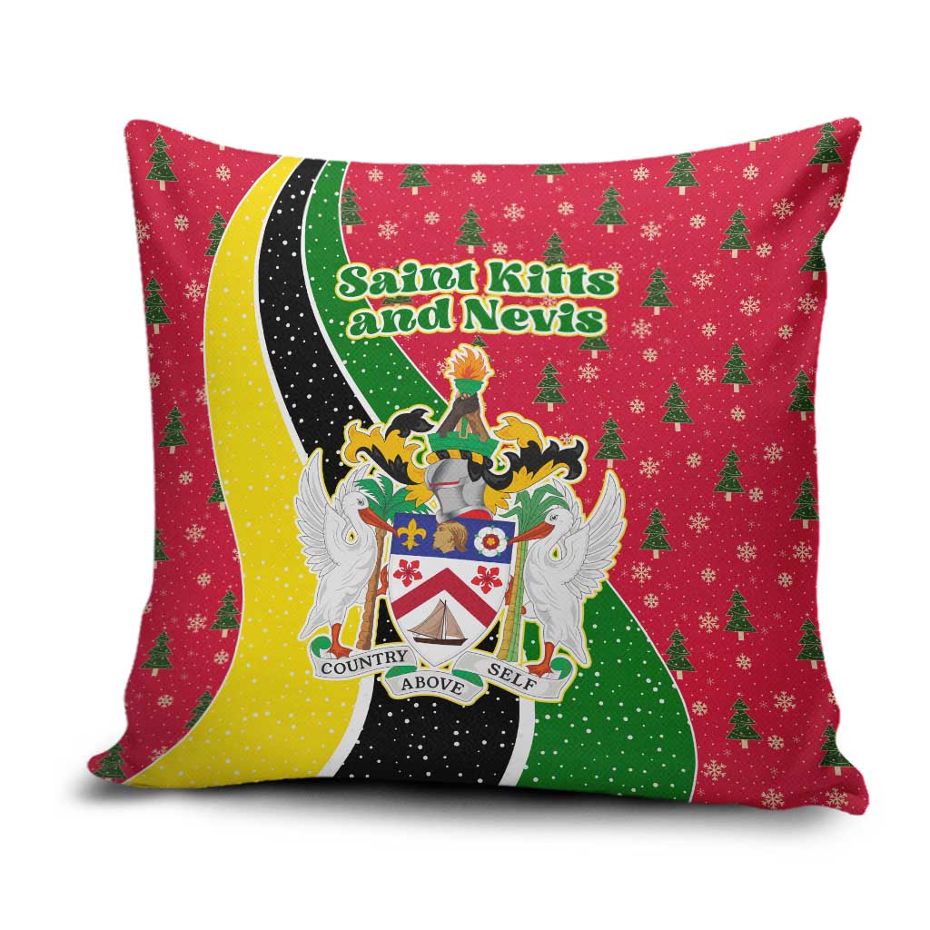 Saint Kitts and Nevis Christmas Pillow Cover with Red Green Black Xmas Monkey Gift and Coat of Arms - Wonder Print Shop