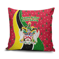 Saint Kitts and Nevis Christmas Pillow Cover with Red Green Black Xmas Monkey Gift and Coat of Arms - Wonder Print Shop