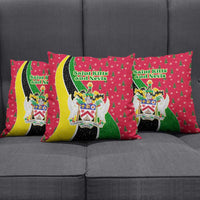 Saint Kitts and Nevis Christmas Pillow Cover with Red Green Black Xmas Monkey Gift and Coat of Arms - Wonder Print Shop