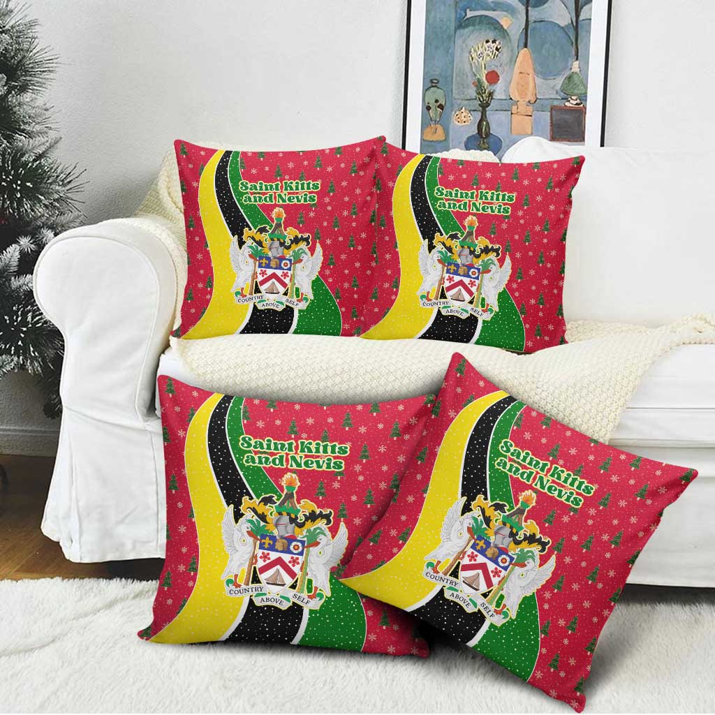Saint Kitts and Nevis Christmas Pillow Cover with Red Green Black Xmas Monkey Gift and Coat of Arms - Wonder Print Shop