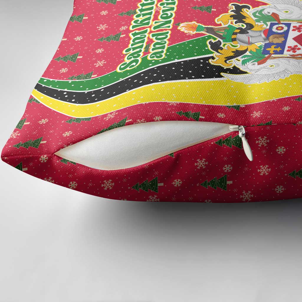 Saint Kitts and Nevis Christmas Pillow Cover with Red Green Black Xmas Monkey Gift and Coat of Arms - Wonder Print Shop