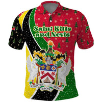 Saint Kitts and Nevis Christmas Polo Shirt with Red Green Black Xmas Monkey Gift and Coat of Arms - Wonder Print Shop