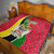 Saint Kitts and Nevis Christmas Quilt with Red Green Black Xmas Monkey Gift and Coat of Arms - Wonder Print Shop