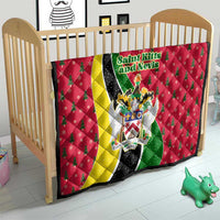 Saint Kitts and Nevis Christmas Quilt with Red Green Black Xmas Monkey Gift and Coat of Arms - Wonder Print Shop