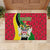 Saint Kitts and Nevis Christmas Rubber Doormat with Red Green Black Xmas Monkey Gift and Coat of Arms - Wonder Print Shop