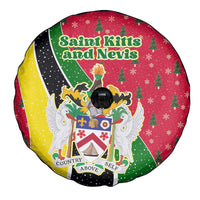 Saint Kitts and Nevis Christmas Spare Tire Cover with Red Green Black Xmas Monkey Gift and Coat of Arms - Wonder Print Shop