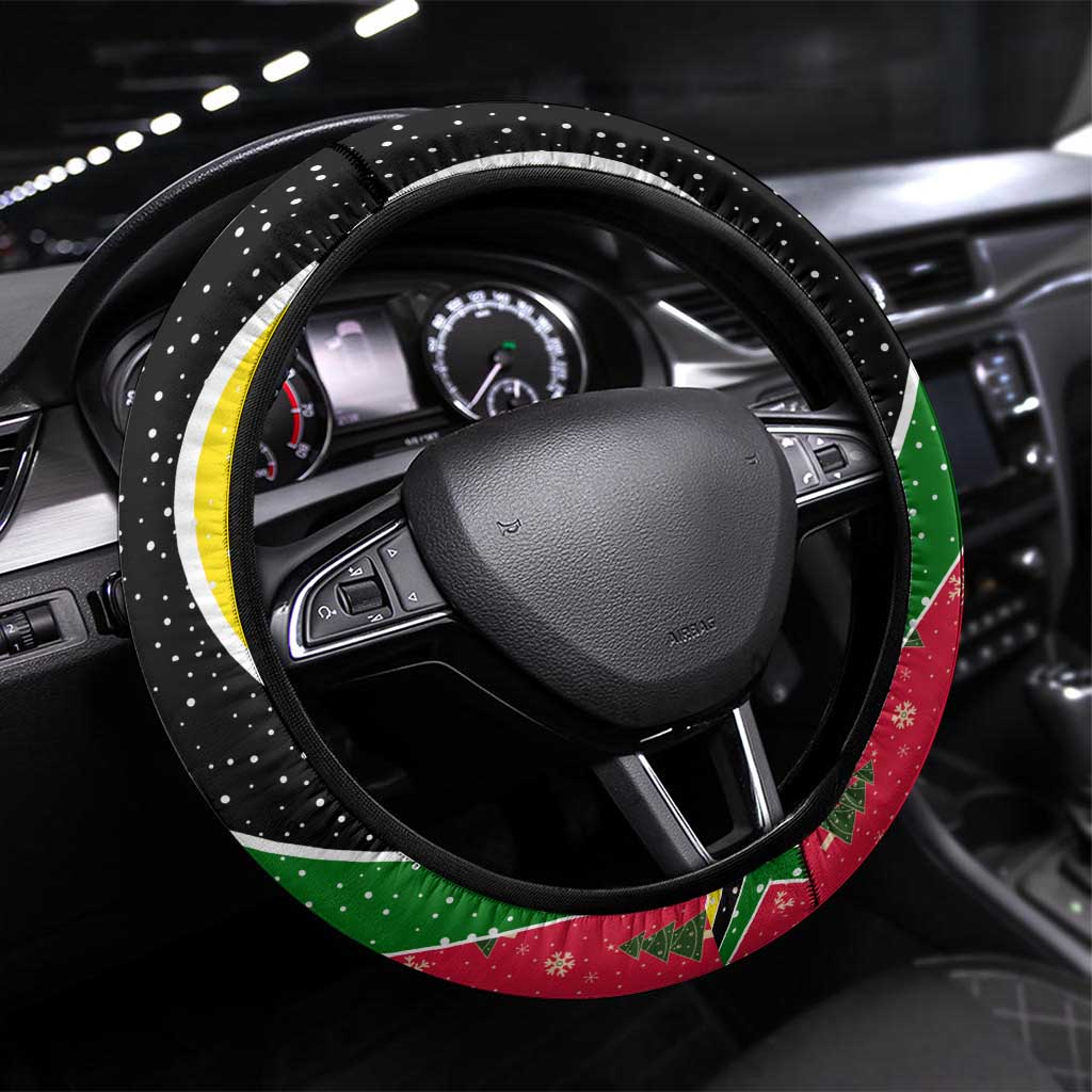 Saint Kitts and Nevis Christmas Steering Wheel Cover with Red Green Black Xmas Monkey Gift and Coat of Arms - Wonder Print Shop