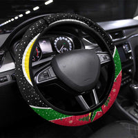 Saint Kitts and Nevis Christmas Steering Wheel Cover with Red Green Black Xmas Monkey Gift and Coat of Arms - Wonder Print Shop