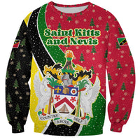 Saint Kitts and Nevis Christmas Sweatshirt with Red Green Black Xmas Monkey Gift and Coat of Arms - Wonder Print Shop