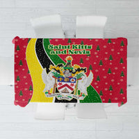 Saint Kitts and Nevis Christmas Tablecloth with Red Green Black Xmas Monkey Gift and Coat of Arms - Wonder Print Shop