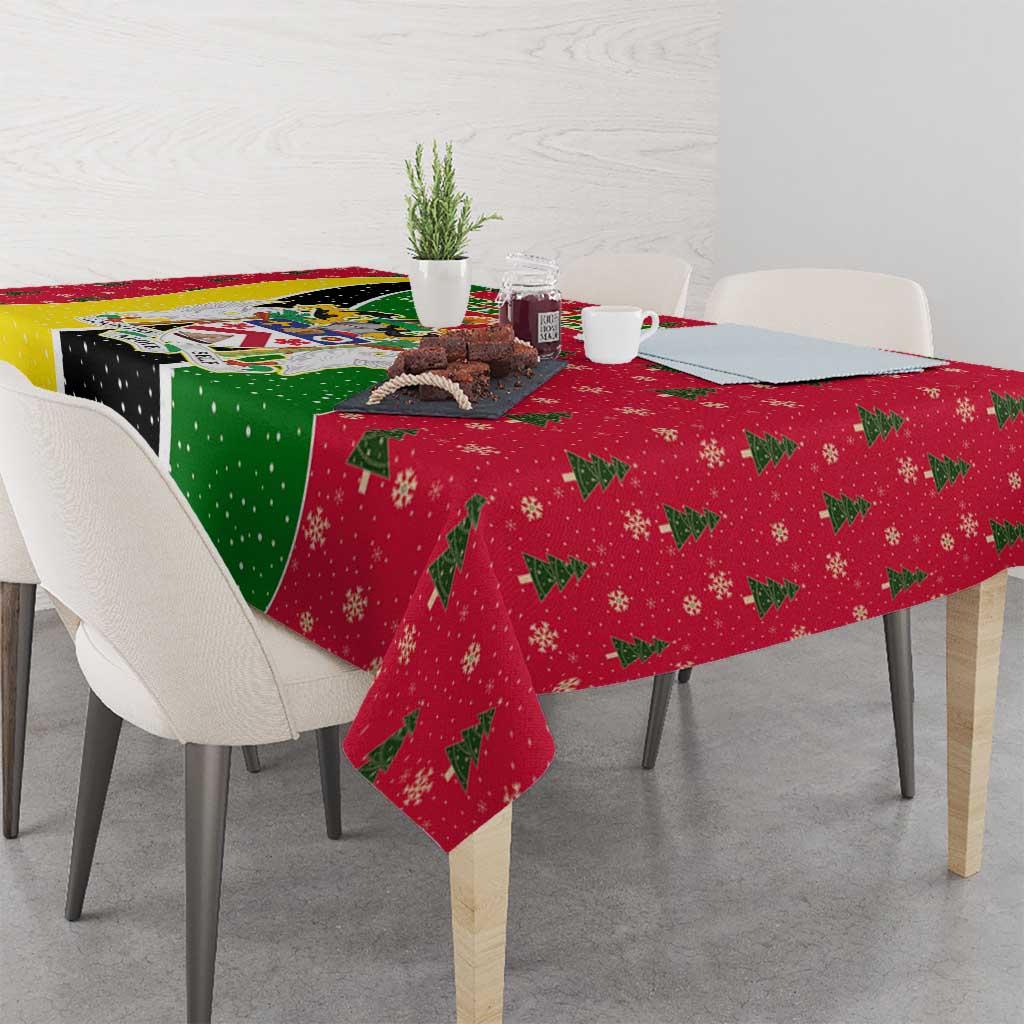 Saint Kitts and Nevis Christmas Tablecloth with Red Green Black Xmas Monkey Gift and Coat of Arms - Wonder Print Shop