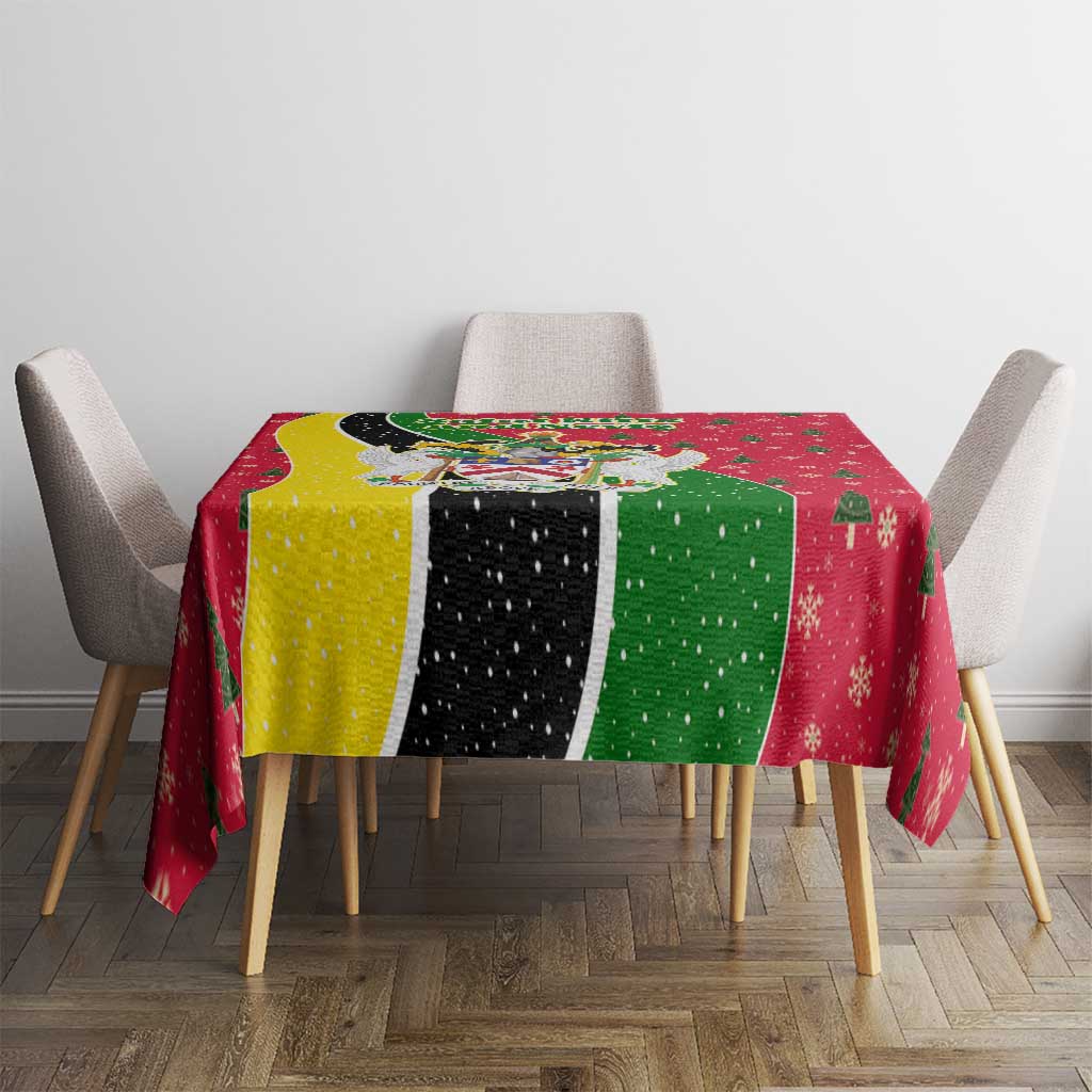 Saint Kitts and Nevis Christmas Tablecloth with Red Green Black Xmas Monkey Gift and Coat of Arms - Wonder Print Shop