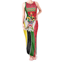 Saint Kitts and Nevis Christmas Tank Maxi Dress with Red Green Black Xmas Monkey Gift and Coat of Arms - Wonder Print Shop