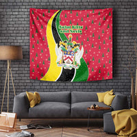 Saint Kitts and Nevis Christmas Tapestry with Red Green Black Xmas Monkey Gift and Coat of Arms - Wonder Print Shop