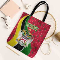 Saint Kitts and Nevis Christmas Tote Bag with Red Green Black Xmas Monkey Gift and Coat of Arms - Wonder Print Shop