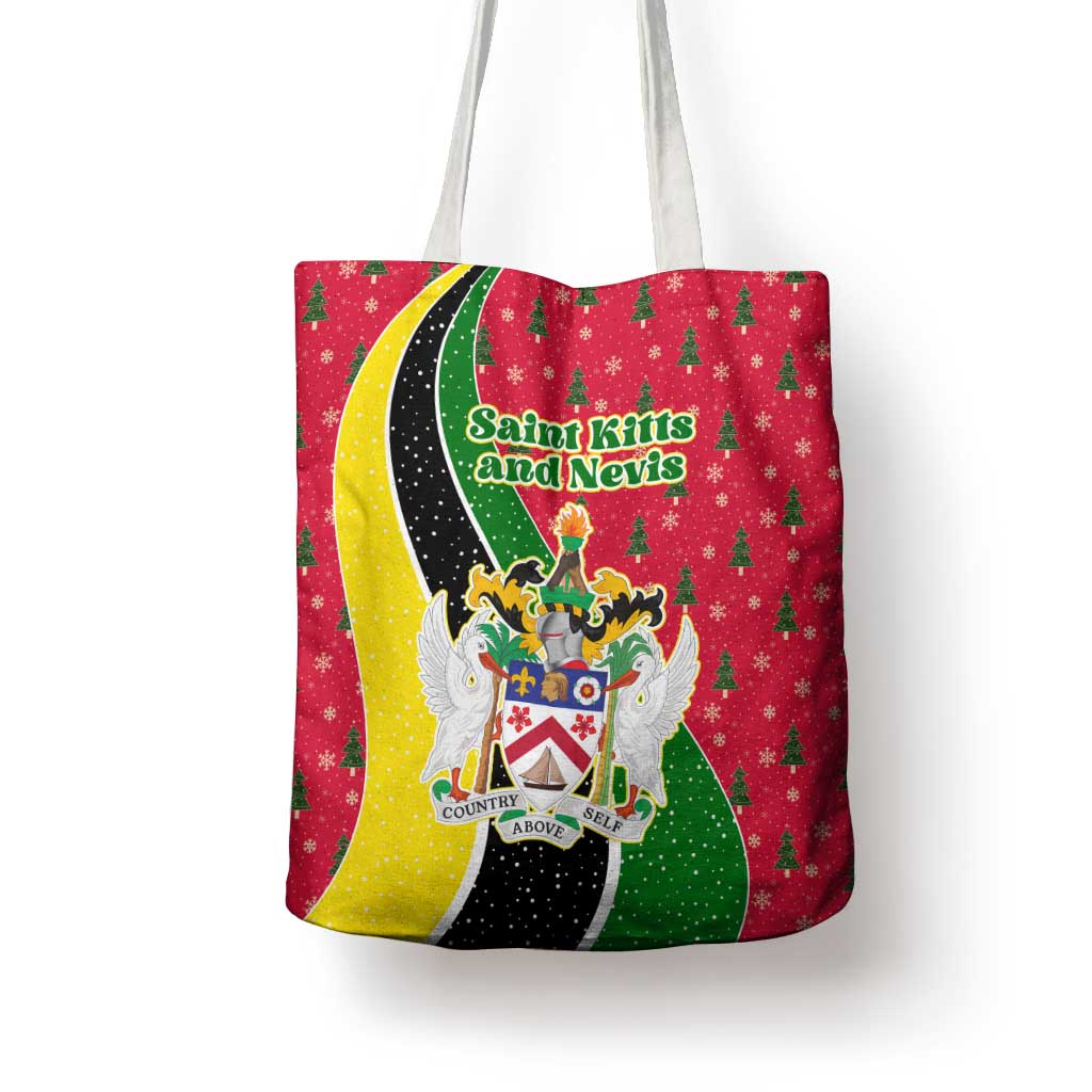 Saint Kitts and Nevis Christmas Tote Bag with Red Green Black Xmas Monkey Gift and Coat of Arms - Wonder Print Shop