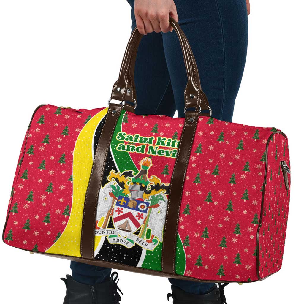 Saint Kitts and Nevis Christmas Travel Bag with Red Green Black Xmas Monkey Gift and Coat of Arms - Wonder Print Shop