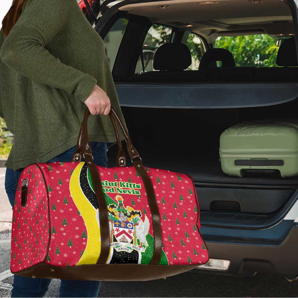 Saint Kitts and Nevis Christmas Travel Bag with Red Green Black Xmas Monkey Gift and Coat of Arms - Wonder Print Shop