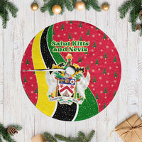 Saint Kitts and Nevis Christmas Tree Skirt with Red Green Black Xmas Monkey Gift and Coat of Arms - Wonder Print Shop