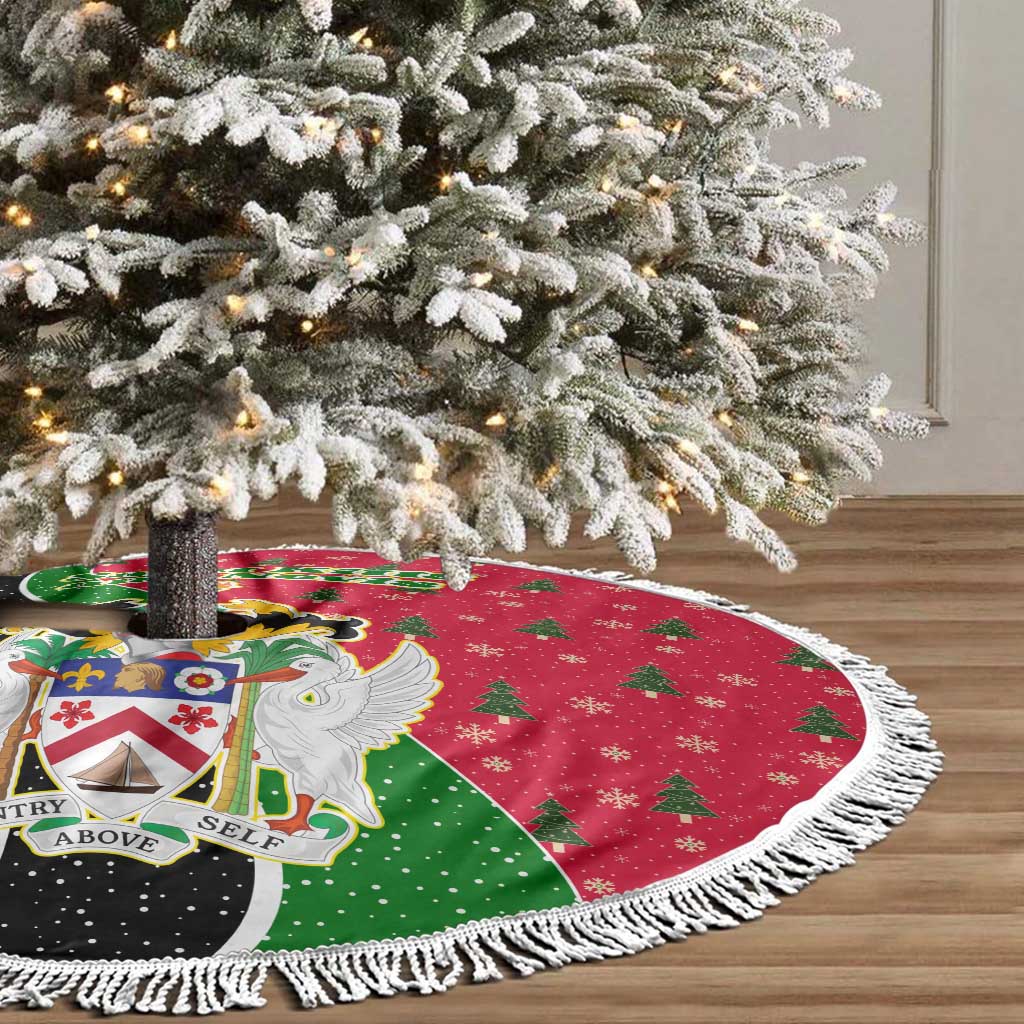Saint Kitts and Nevis Christmas Tree Skirt with Red Green Black Xmas Monkey Gift and Coat of Arms - Wonder Print Shop
