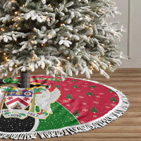 Saint Kitts and Nevis Christmas Tree Skirt with Red Green Black Xmas Monkey Gift and Coat of Arms - Wonder Print Shop