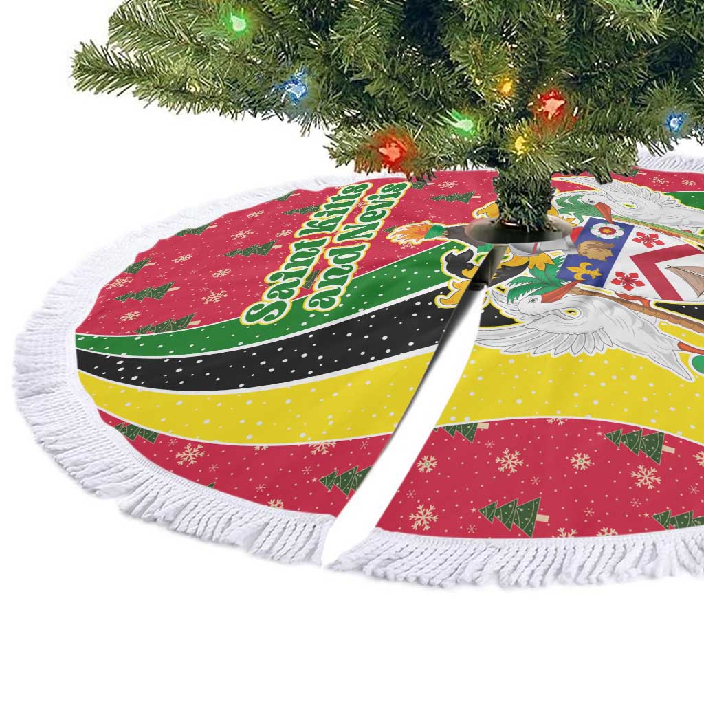Saint Kitts and Nevis Christmas Tree Skirt with Red Green Black Xmas Monkey Gift and Coat of Arms - Wonder Print Shop