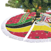 Saint Kitts and Nevis Christmas Tree Skirt with Red Green Black Xmas Monkey Gift and Coat of Arms - Wonder Print Shop