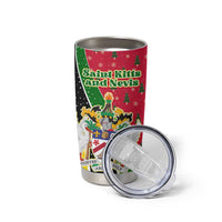 Saint Kitts and Nevis Christmas Tumbler Cup with Red Green Black Xmas Monkey Gift and Coat of Arms - Wonder Print Shop