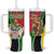 Saint Kitts and Nevis Christmas Tumbler With Handle with Red Green Black Xmas Monkey Gift and Coat of Arms - Wonder Print Shop