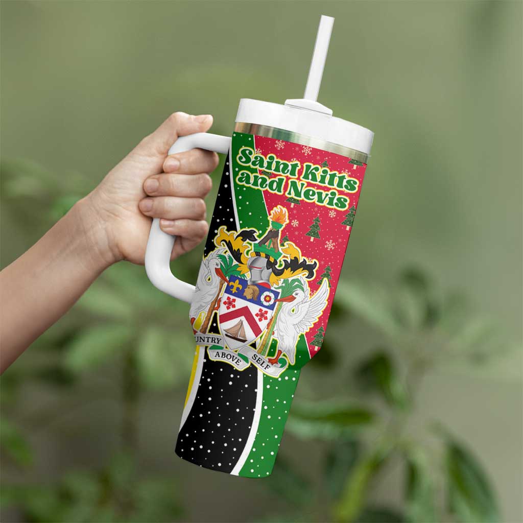 Saint Kitts and Nevis Christmas Tumbler With Handle with Red Green Black Xmas Monkey Gift and Coat of Arms - Wonder Print Shop