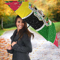 Saint Kitts and Nevis Christmas Umbrella with Red Green Black Xmas Monkey Gift and Coat of Arms - Wonder Print Shop