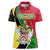 Saint Kitts and Nevis Christmas Women Polo Shirt with Red Green Black Xmas Monkey Gift and Coat of Arms - Wonder Print Shop