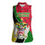 Saint Kitts and Nevis Christmas Women Sleeveless Polo Shirt with Red Green Black Xmas Monkey Gift and Coat of Arms - Wonder Print Shop